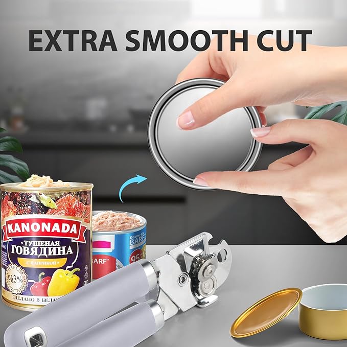 Safring Can Opener Manual, Heavy Duty Handheld Strong Can Opener with Soft Touch Handle, Sharp Blade Smooth Edge, Can Openers with Multifunctional Bottle Opener, Lavender - Image 7