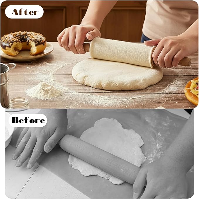 4 Rolling Pin Covers 14.96 x 1.97 Inch Cotton White Rolling Pin Sock Sleeve for Non-Stick Dough Baking Absorbs Excess Flour So Pastries Come out Light and Flakey