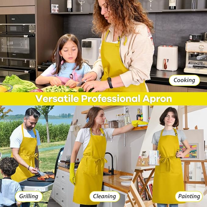 ROTANET Extra Large Apron for Men Adjustable Bib Aprons with 2 Pockets Cooking Kitchen Women Chef Water & Oil Resistant - Image 6