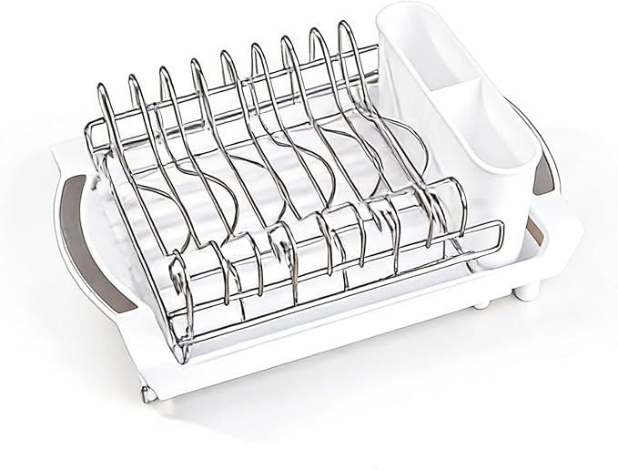 Dish Drying Rack Compact Expandable - A Space-Saving, Stainless Steel, Rust-Resistant Dish Drainer for Kitchen and Apartment Countertops/Sink Cabinets, Extendable from 11.42 to 19.9 inches (White) - Image 6