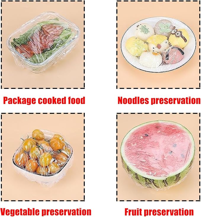 300 Pcs Plastic Bowl Covers Stretch Edging Disposable Food Covers Flexible Storage Packaging, Color - Image 5