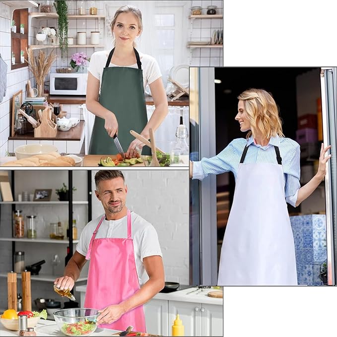 2 Pack Waterproof Rubber Vinyl Apron 40 Inch Chef Aprons for Men Heavy Duty Chemical Work Apron Extra Long Grilling Aprons with Adjustable Bib Apron for Dishwashing Lab Butcher Cooking Kitchen PINK - Image 7