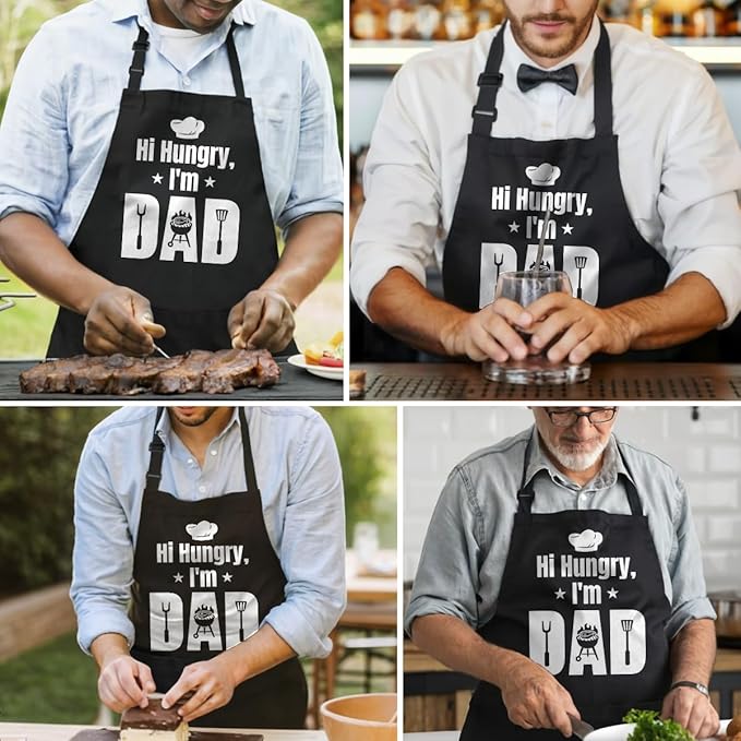 SANDJEST Funny Mens Aprons with Pockets for BBQ Grilling Cooking Grandpa Husband Apron for Birthday Christmas Father's Day
