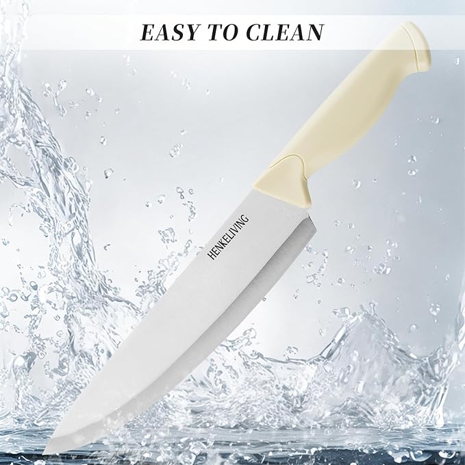 Knife Set, 6-Piece Kitchen Knife Set, German High Carbon Stainless Steel, Durable & Easy Clean Knife Block, Cream - Image 6