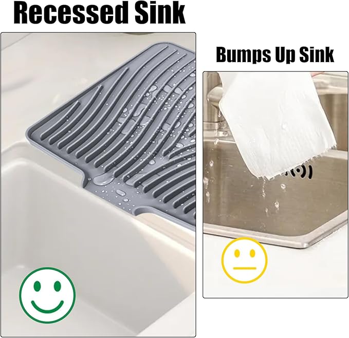 TIKNIK Silicone Dish Drying Mat, Stone Drying Mat for Kitchen Counter with Built-In Drain, Non-Slip Drain Pad with Built-in Drain, Heat Resistant Stone Drying Mat, Hangable, Grey-1pcs, 16" x 12" - Image 7