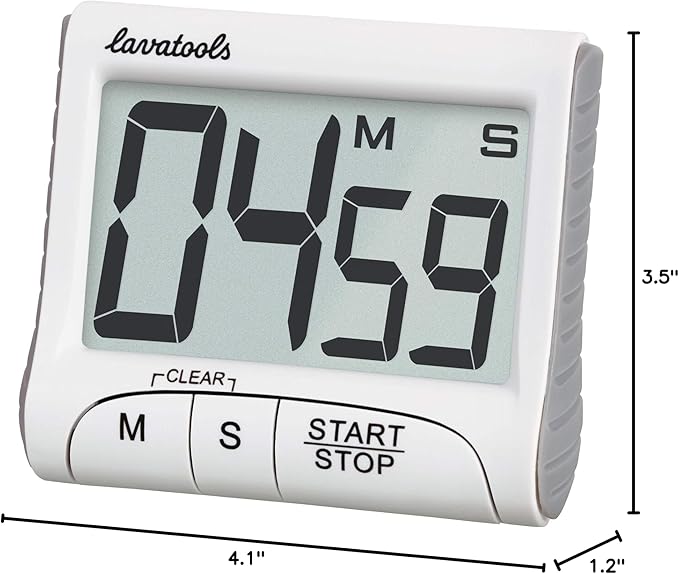 Lavatools KT1 Digital Kitchen Timer & Stopwatch, Large Display, Bold Digits, Simple Operation, Loud Alarm, Magnetic Kickstand for Cooking and Classroom - Image 8