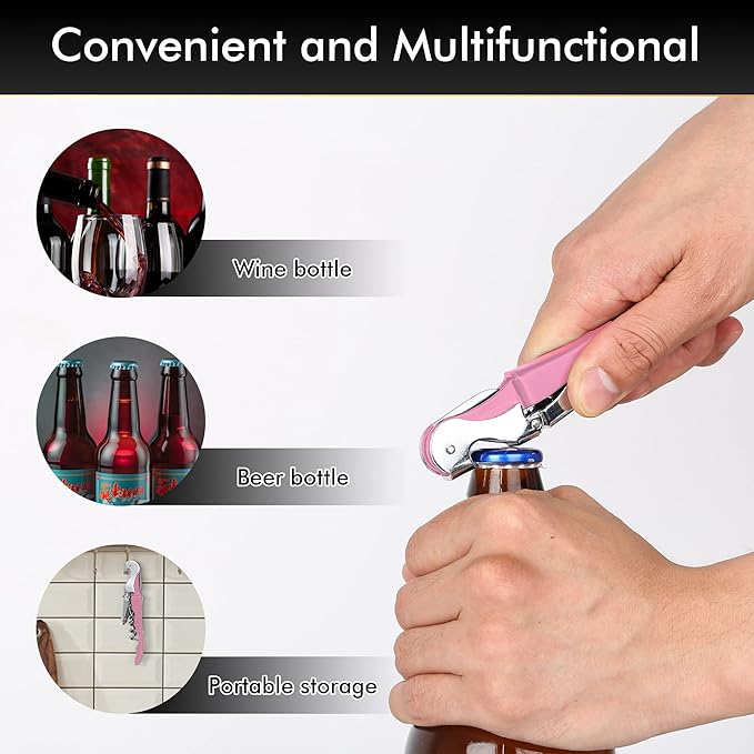 Professional Waiter Corkscrew Wine Openers Set(2PCS), Heavy Duty Stainless Steel Hinges Wine Key for Restaurant Waiters, Sommelier, Bartenders - Image 7