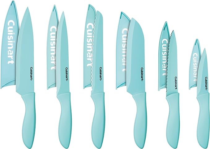 Cuisinart 12-Piece Kitchen Knife Set, Advantage Color Collection with Blade Guards, (Aqua) by Cuisinart