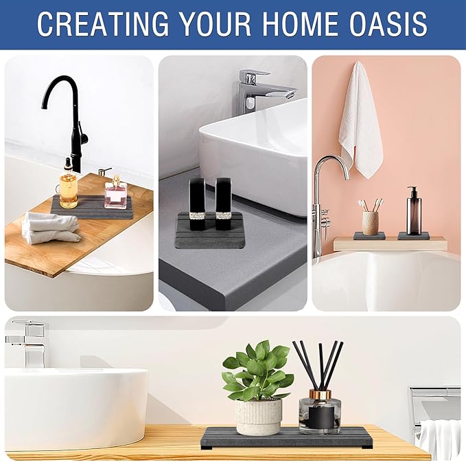 3PCS Water Absorbing Stone Tray, DryingNeat Diatomite Stone Sink Tray, Instant Dry Sink Coasters, Kitchen Sponge Hand Soap Holder, Countertop Fast Drying Counter Trays,8 * 4inch and 4 * 4inch - Image 7