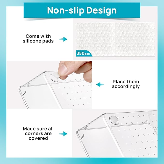 Vtopmart 72 PCS Clear Plastic Drawer Organizers Set, 4-Size Versatile Bathroom and Vanity Organizer Trays, Non-Slip Storage Containers for Makeup, Jewelries, Bedroom,Kitchen Utensils and Office - Image 7