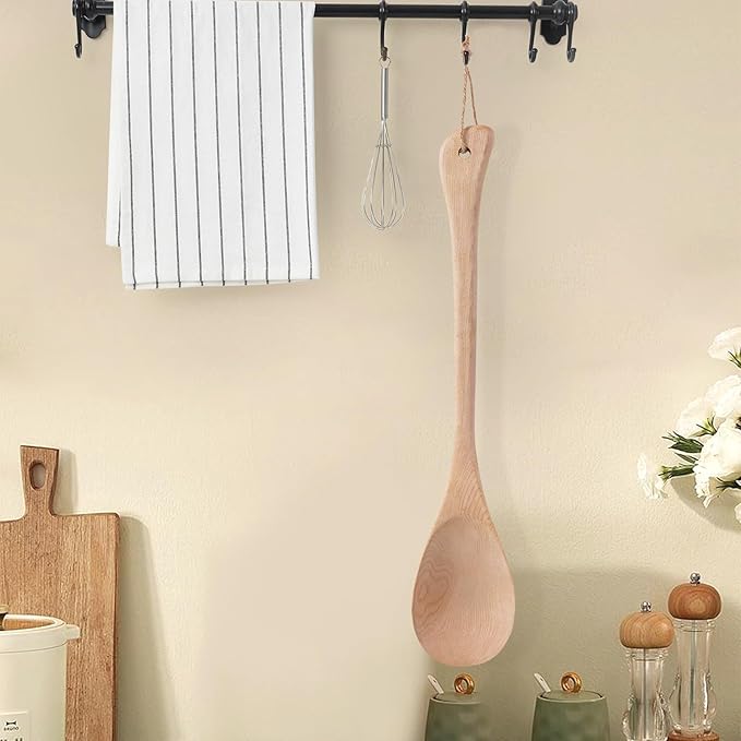 Wooden Cooking Spoon Extra Large Wooden Spoons for Cooking, Lengthened Wood Spoon Cooking Mixing for More Protection Spoon Wooden Cooking Utensils for Nonstick Cookware Hard maple wood