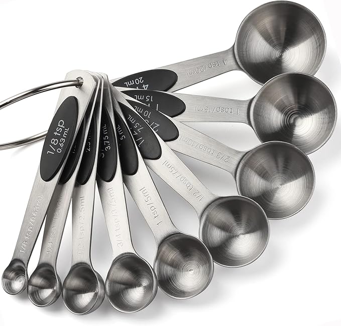 Magnetic Measuring Spoons Set of 9 Stainless Steel Stackable Measuring Spoons Heavy Duty Nesting Teaspoons Tablespoons for Measuring Dry and Liquid Ingredients - Image 9
