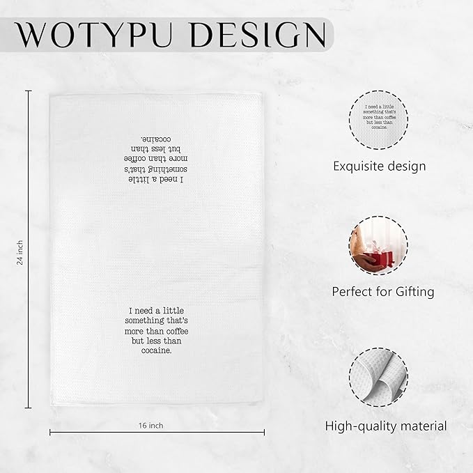 Funny Coffee Kitchen Towels, Gifts for Coffee Lovers Dish Tea Bar Towel, Funny Sarcastic Gifts Decorative Hand Towels for Kitchen Cafes Shop Decor, 16x24 Inch
