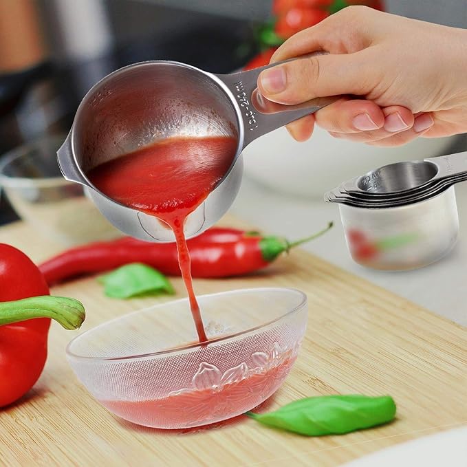 Measuring Cups Stainless Steel 7 Piece Stackable Set for Dry or Liquid Ingredients Measurement - Kitchen Gadgets & Utensils Metal Measuring Cups Best for Cooking & Baking - Image 5