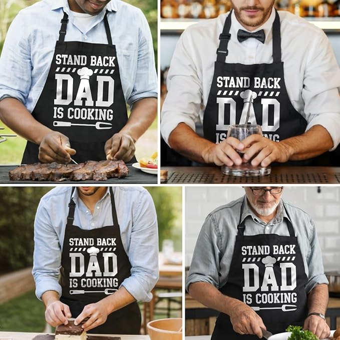 SANDJEST Funny Mens Aprons with Pockets for BBQ Grilling Cooking Grandpa Husband Apron for Birthday Christmas Father's Day