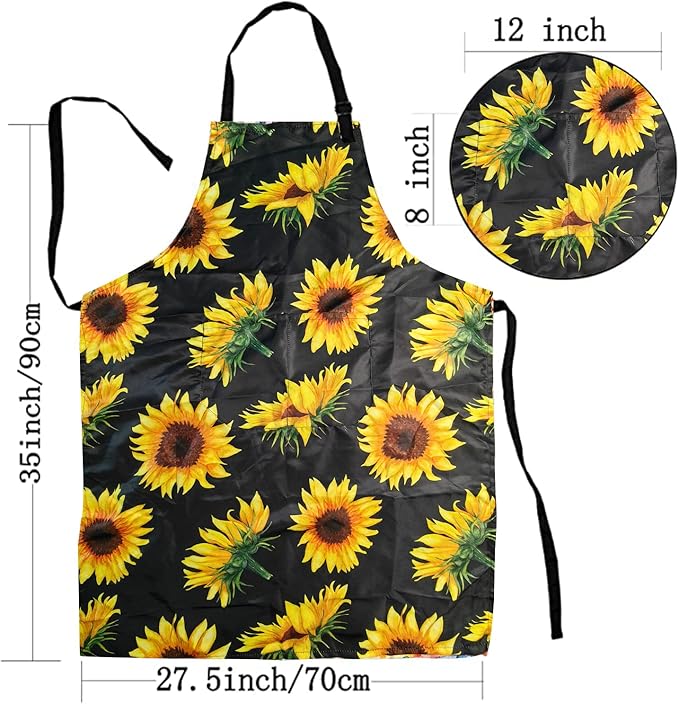 Adjustable Waterproof Apron Bib Apron with 2 Pockets Cooking Kitchen Aprons for Women Men Chef