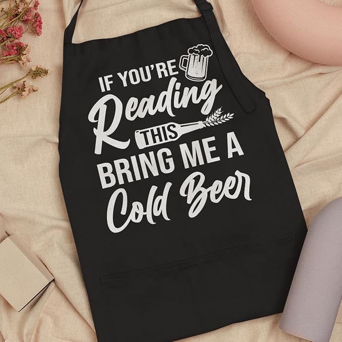 SANDJEST Funny Mens Aprons with Pockets for BBQ Grilling Cooking Grandpa Husband Apron for Birthday Christmas Father's Day