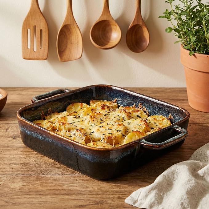 10" x 10" Porcelain Square Casserole Dishes - Baking Dish for Oven, 2.7 QT Ceramic Lasagna Pans, Oven Safe Bakeware for Kitchen Cooking, Cake, Banquet and Dinner