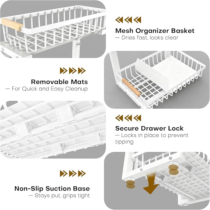 Under Sink Organizer, 2 Tier Pull Out Under-Sink Shelves, Adjustable Height (13.8" -16.9"), Sturdy Metal Storage Organizer for Bathroom Kitchen Pantry Cabinet (2 Packs, White) - Image 7