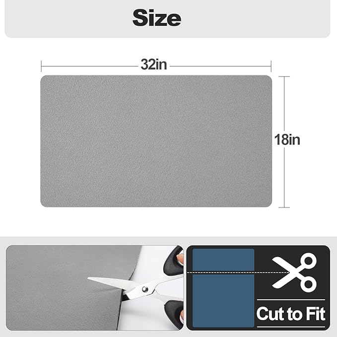 Ecotrim - Dish Drying Mat for Kitchen Counter | Coffee Bar Mat for Countertops | Heat Resistant Drainer Mat with Non-slip Rubber Backed | Hide Stain Kitchen Absorbent Draining Mat | Grey 18"x32" - Image 6