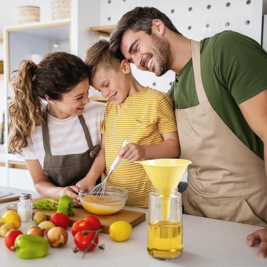 Plastic Kitchen Funnel Set of 3, Round Kitchen Funnels for Filling Bottles, Durable and Multifunctional Funnels for Filling Canning, Cooking, Lab or Car Oil (Milk Yellow) - Image 7