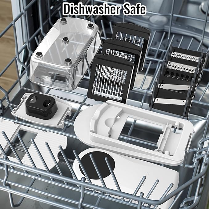 12 Blade All-in-1 Vegetable Chopper Mandoline Slicer with Container, Spiralizer with Containers, Food Chopper, Onion Chopper, Veggie Cutter for Salad, Kitchen Gadgets Accessories Essentials, White - Image 9