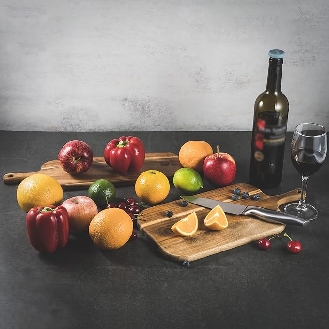 Wood Cutting Board Set with Handle for Kitchen Large and Small Long 2 Packs Acacia Wooden Kitchen Cutting Boards for Meat, Cheese, Bread,Vegetables Fruits- Charcuterie Board Serving Board - Image 6