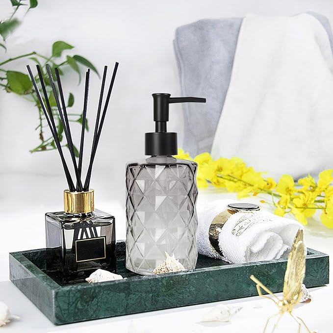 Topsky Glass Soap Dispenser with Plastic Pump, 330ml Liquid Hand Soap Dispenser, Rustproof Pump for Kitchen & Bathroom, Great for Lotions, Essential Oil, Liquid Soaps,Gradient Black - Image 9