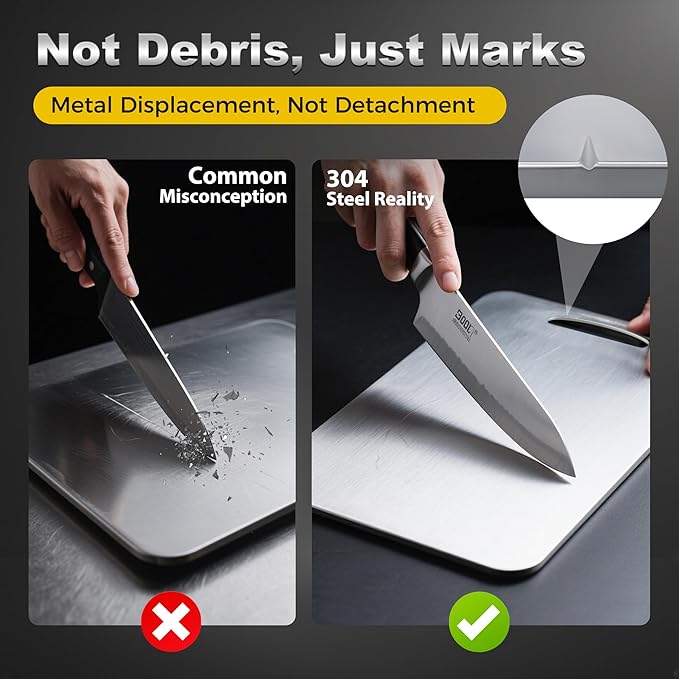URMONA 3 PCS 304 Stainless Steel Cutting Board For Kitchen, Non-Staining&Odor-Free, Burr-Free Edges, Dishwasher Safe, Non Toxic Cutting Board(S+M+L) - Image 8