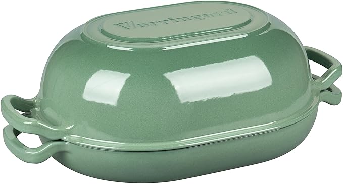 VORRINGARD Enameled Cast Iron Sourdough Bread Oven, Dutch Oven, Loaf Cast Iron Bread Pan for Homemade Bread Baking, Meatloaf Pan with Lid, 7QT, Sage Green - Image 8