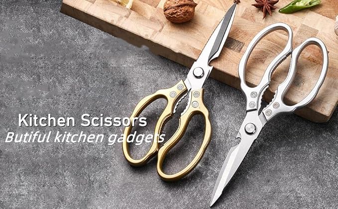 AWinjoy Heavy Duty Sharp Kitchen Scissors, Dishwasher Safe, Cooking Shears for Meat, Chicken, Fish, Poultry, Herb, Bread (Silver) - Image 5