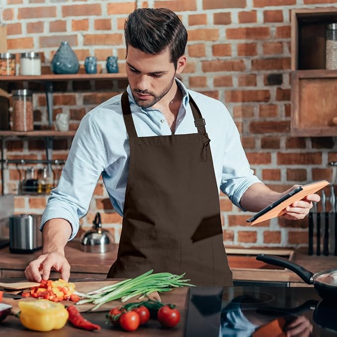 15 Pcs Adult Aprons Bulk with Pockets Adjustable Bib Chef Apron for Women Men Painting Cooking Crafting (S/L) - Image 7