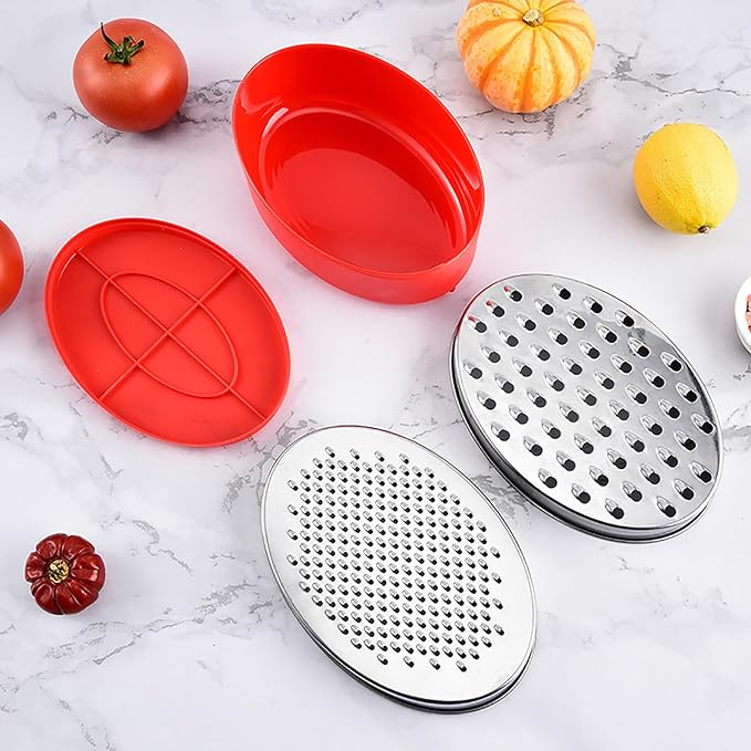 Kunovo Cheese Grater With Airtight Storage Container,cheese shredder&vegetable grater,Box Grater (1-Red)