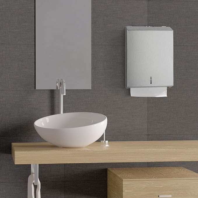 Paper Towel Dispenser Wall Mount - Multifold Trifold Paper Towel Dispensers, Large Capacity Stainless Steel Tissue Holder, Suitable for Bathrooms and Public Places - Image 7