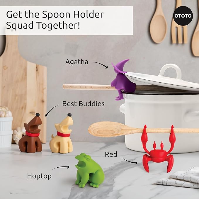 OTOTO New HopTop Frog Spoon Holder for Stove Top - Spoon Rest for Stove Top and Steam Releaser, Cute Kitchen Accessories, Cooking, Cool Gadgets, Fun Kitchen Gifts, White Elephant Gifts - Image 8