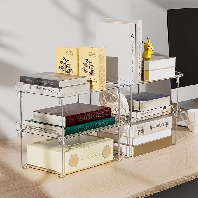 STARLATTA Acrylic Cabinet Organizer Shelf,4 Pcs Stackable Kitchen Counter Shelves,Spice Rack,Countertop Organizers,Clear Plastic Storage Organization for Makeup,Bathroom,Cupboard,Desk,Pantry - Image 6