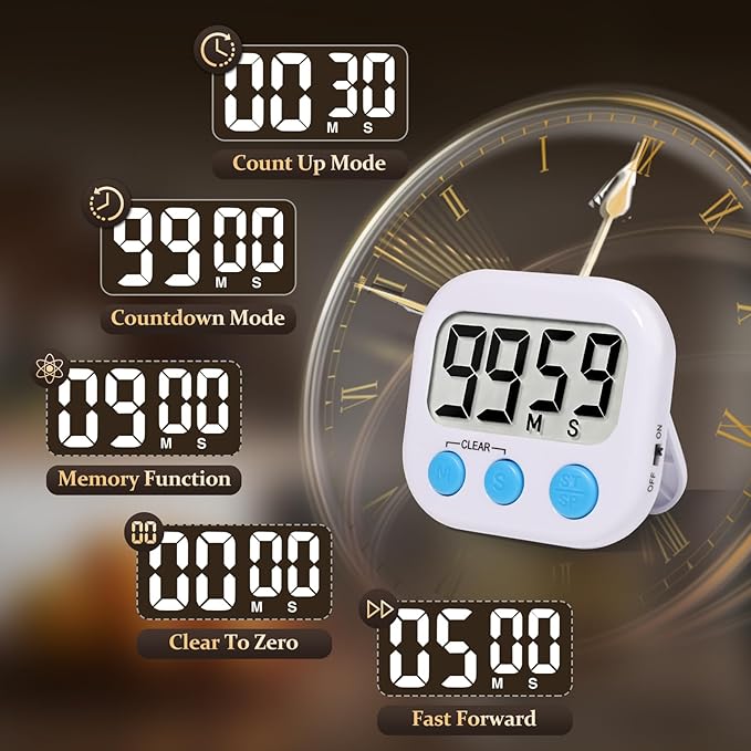 24 Pack Digital Kitchen Timer Small Classroom Timers for Kids Teachers (White) - Image 7