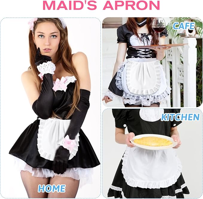 White Apron Cosplay, Waist Half Apron Puffy Tight Costume, Maid Aprons Kitchen Party Favors