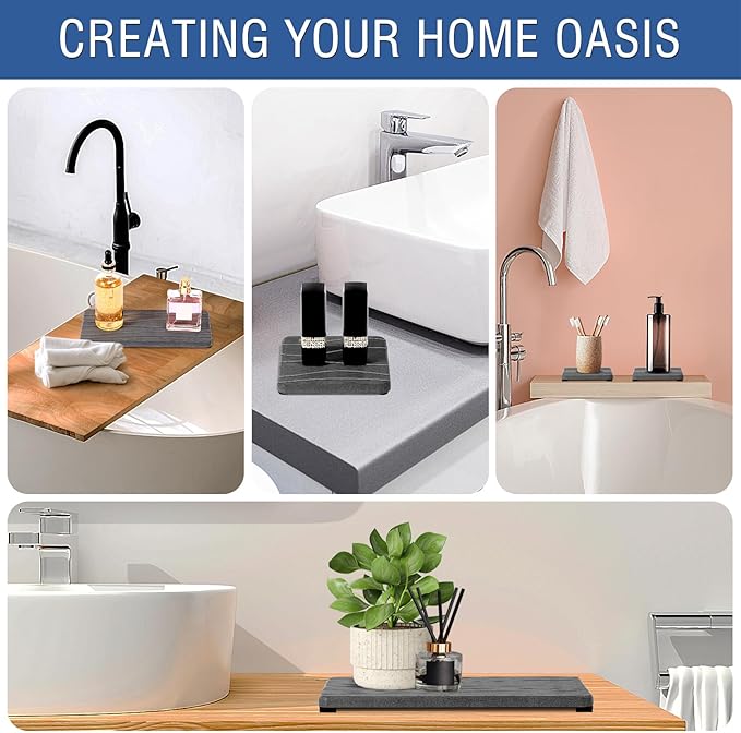 2PCS Water Absorbing Stone Tray, Fast Drying Stone Sink Tray, Water Absorbent Diatomite Trays, Stones Soap Trays, Diatomite Coasters for Kitchen Sink Bathroom Counter, Hand Soap Dish & Holders - Image 7