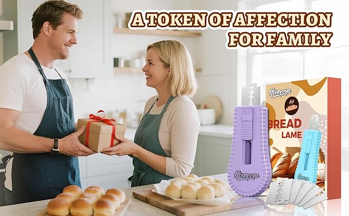 Bread Scoring Tool for Sourdough, Magnetic Bread Lame with 5 Stainless Steel Blades, Ergonomic ABS Handle, Perfect for Artisan Breads, Baguettes, and Dough Scoring, Ideal for Bakers (Purple)