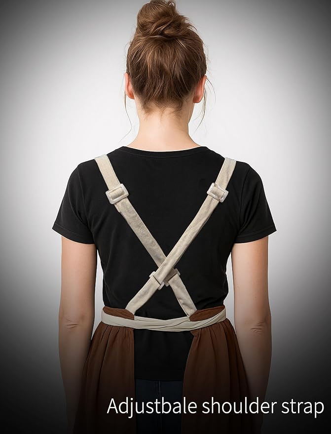 Pinknoke Vintage Pinafore Apron Dress for Women with Pockets Cute Floral Chef Aprons for Kitchen Cooking Baking Gardening - Image 8