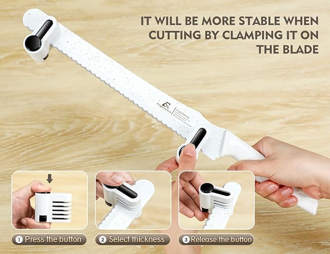 CoquusAid Upgrade Bread Knife for Homemade Bread, World‘s 1st Double Serrated Knife for Crusty Sourdough, 11.6 Inch Stainless Steel Bread Slicer, Professional Sourdough Cutter, Ideal Gift, White - Image 7