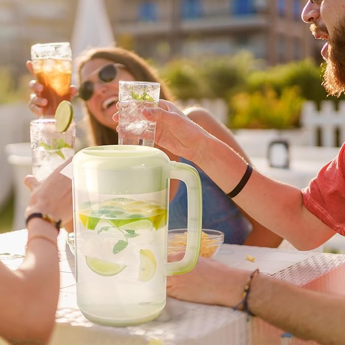 Clear Plastic Pitcher with Lid, 2 Pack Clear Water Pitcher for Cold Drinks, Iced Tea Pitcher for Lemonade, Iced Tea, Milk, Juice, Beverages (1 Gallon 4 Litre) - Image 8