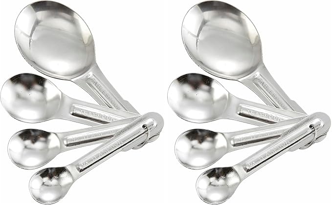 Winco 4-Piece Stainless Steel Measuring Spoon Set (Pack of 2) by Winco