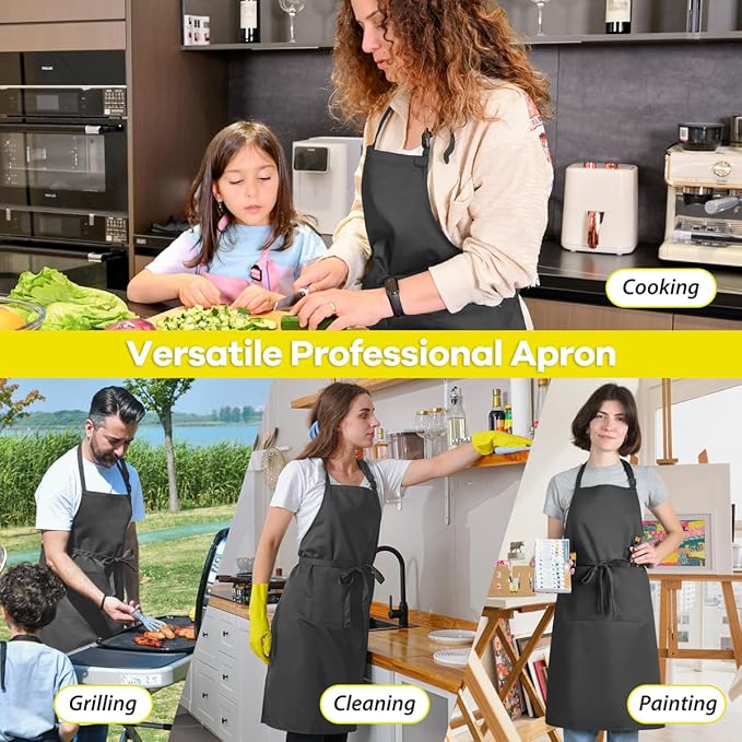 ROTANET Extra Large Apron for Men Adjustable Bib Aprons with 2 Pockets Cooking Kitchen Women Chef Water & Oil Resistant - Image 6