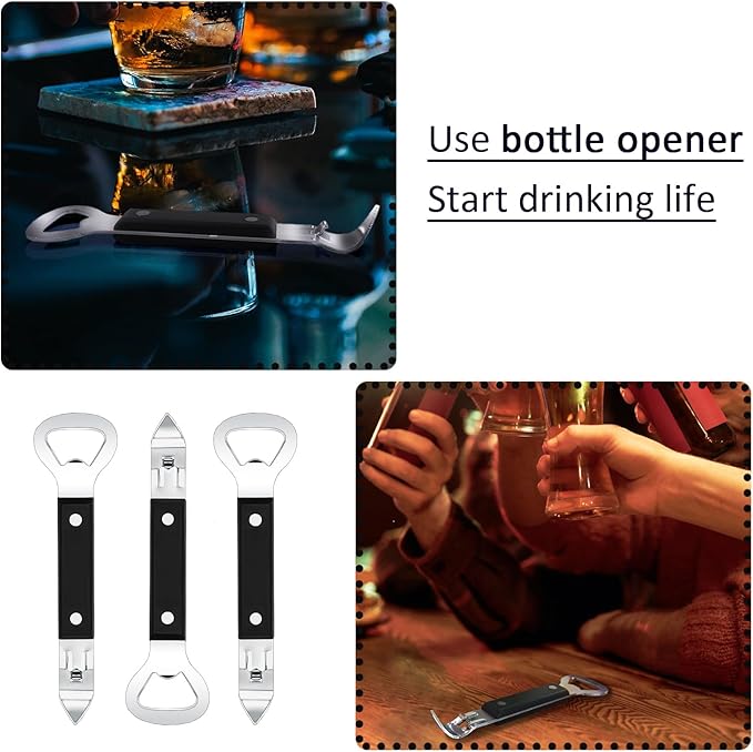 Can Punch Opener Little Cook Stainless Steel Can & Bottle Opener, Manual 2 in 1 Multifunctional Kitchen Tool, Dishwasher Safe (Black) - Image 6
