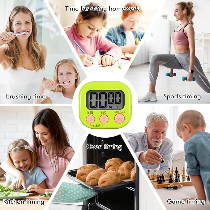 6 Pack Multi-Function Electronic Timer, Learning Management, Suitable for Kitchen, Study, Work, Exercise Training, Outdoor Activities(not Including Battery) - Image 6