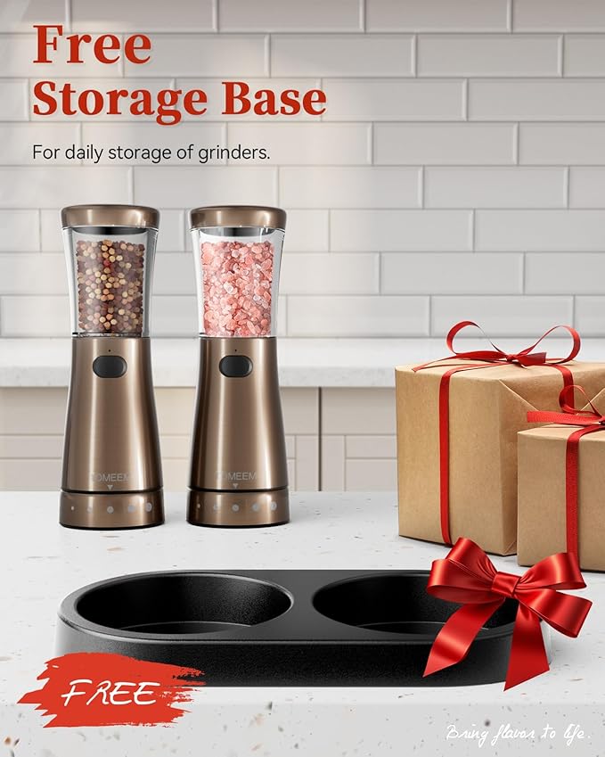 Electric Salt and Pepper Grinder Set with Storage Base, Stainless Steel Rechargeable Salt and Pepper Grinder Set with 4.5 oz Large Capacity, 1.8" Wide Mouth, Adjustable Coarseness, Ideal for Kitchen - Image 9
