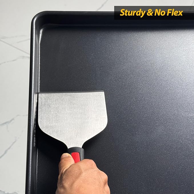 Vovoly Wide Griddle Scraper, 4.3“x4.3'' Smashed Burger Scraper Grill Scraper Spatula Burger Turner - Full Tang Silicon Handle Professional Grade Grill Accessories, Knife Grade Stainless Steel - Image 8