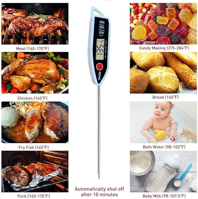 Digital Meat Food Thermometer for Candy Candle Milk BBQCooking Kitchen BBQ, Probe Instant Read Thermometer for Pork Deep Fry Roast Baking Temperature - Image 9